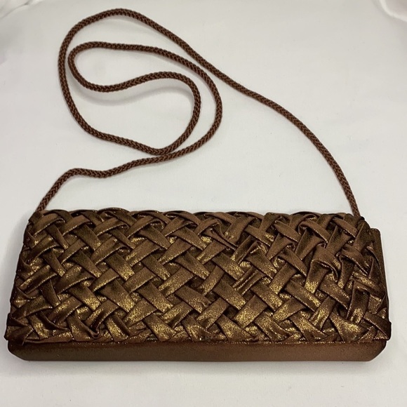 Triangular Clutch, Crossbody Purse with Golden Shimmer - Picture 1 of 7